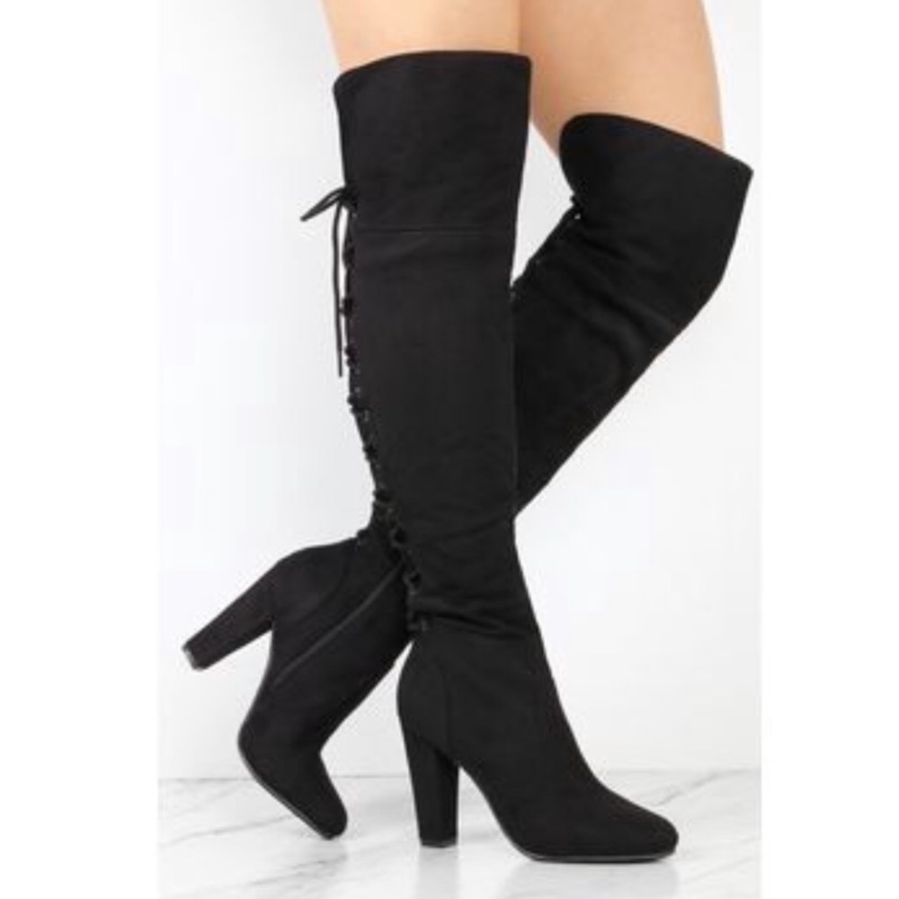 Fashion Nova Black Over the Knee Boots